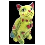 Hand-Painted Earthenware Cat Figurine, 12" H