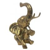 Brass Sitting Elephant Figurine, 8x5"