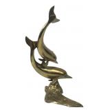 Vintage Brass Double Dolphin Sculpture