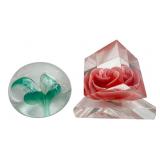 Bircraft and Art Glass Paperweight Set