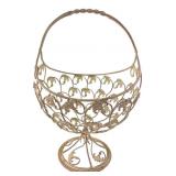 Shabby Chic Painted Metal Pedestal Basket, 17" H