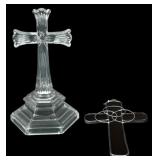 Two Decorative Crosses, Crystal and Stained Glass