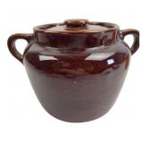 Brown Glazed Ceramic Pot with Lid