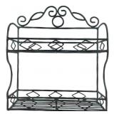 Wrought Iron Two-Tier Scrollwork Wall Shelf