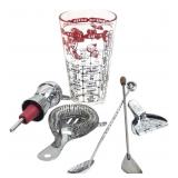 VTG Federal Glass Cocktail Mixer & Accessories
