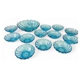 VTG Hazel Atlas Capri Blue Seashell Swirl Glass Bo