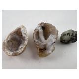 Geode Pair and Volcanic Rock Specimen