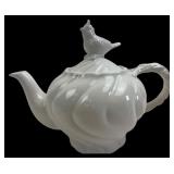 Harry & David Ceramic Teapot with Bird Finial