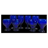 Cobalt Blue Pedestal Glassware Set