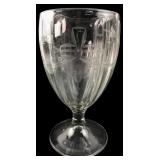 Clear Glass Etched Goblet, 8" H