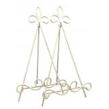 Pr. White Painted Metal Fleur-de-Lis Easels