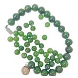 Graduated Nephrite Jade Bead Necklace and Loose Be