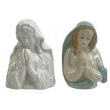 Pair of Ceramic Virgin Mary Bust Planters