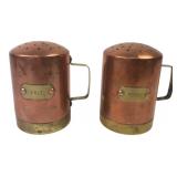 Solid Copper Salt and Pepper Shakers, 4" H