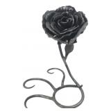 Hand-Forged Metal Rose Sculpture, 6"H