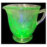 VTG Uranium Glass Love Birds Creamer