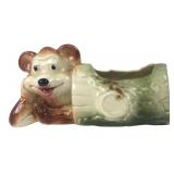 Ceramic Bear and Log Planter 6x3.5