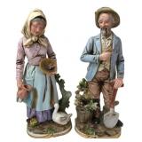 Homco 6816 Porcelain Farmer Couple Figurines