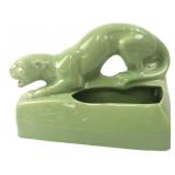 Green Ceramic Panther Planter