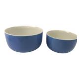 Pair of Blue Ceramic Mixing Bowls