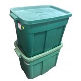2 Rubbermaid Roughneck Green Storage Totes