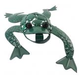 Painted Metal Frog Outdoor Wall Sculpture 19"L
