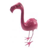 Pink Painted Metal Flamingo Yard Sculpture 16" H