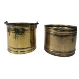 Two Brass Planter Buckets 7 and 7.5 Dia