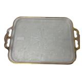 Pressed Glass Lyre Pattern Serving Tray