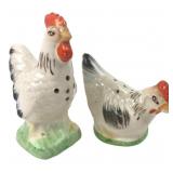 Japan Ceramic Rooster & Hen Salt & Pepper Shakers