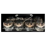 Silver Scroll Roly Poly Glasses & Caddy Set
