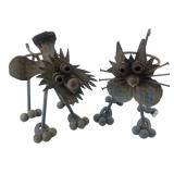 Scrap Metal Cat & Dog Plant Holders 9" H
