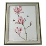 Diana Bailiak Framed Watercolor Magnolia Art