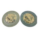 Pair Jardin Bird Decorative Charger Plates 13in