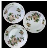 3 Lynmore Fine China Golden Rose Plates