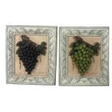 Decoline Pair of 3D Grape Wall Plaques