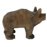 Hand-Carved Wooden Pig Figure 4.5"