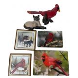 Set of 6 Cardinal & Cat Refrigerator Magnets