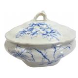 Wellsville China Blue Transferware Covered Dish