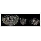 4pc Clear Cut Glass Bowl & Creamer Set