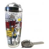 Glass Parisian Recipe Cocktail Shaker & Strainer