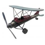 Deco 79 Distressed Metal Biplane Model 13.5"