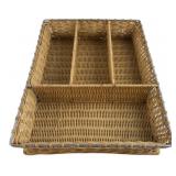 Woven Wicker & Metal Divided Organizer Tray