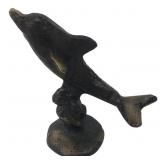 Miniature Cast Metal Dolphin Figurine 3.5" H