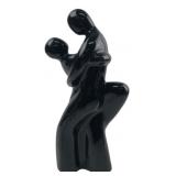 Abstract Black Ceramic Embracing Couple Sculpture