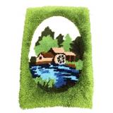 Latch Hook Watermill Scene Rug 36x25