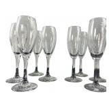8 Clear Glass Faceted Stem Champagne Flutes