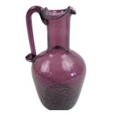 Amethyst Purple Crackle Glass Pitcher