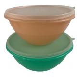 Tupperware Green & Peach Bowls with Lids