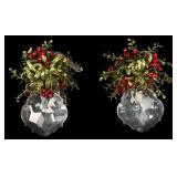 Pair of Glittered Holiday Drop Ornaments